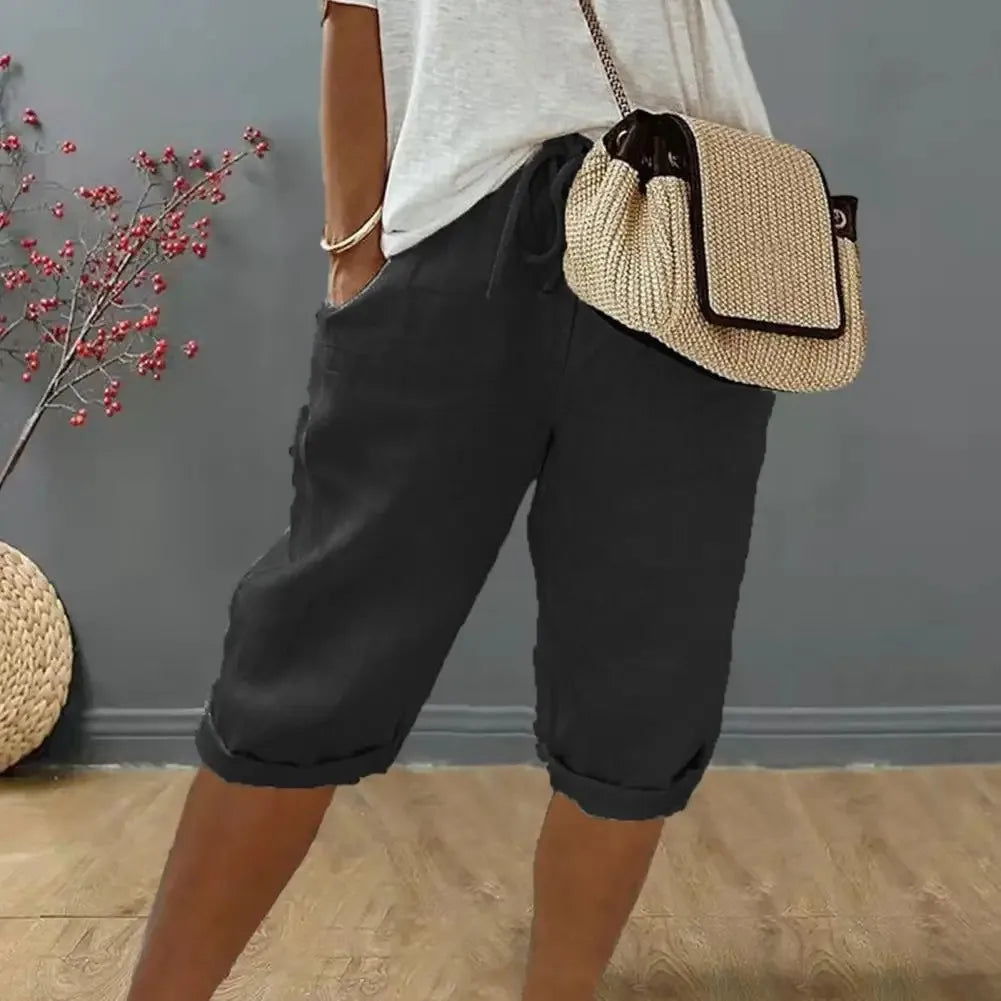 Levana™ Baumwoll-Leinen Shorts mit Verstellbarem Bund