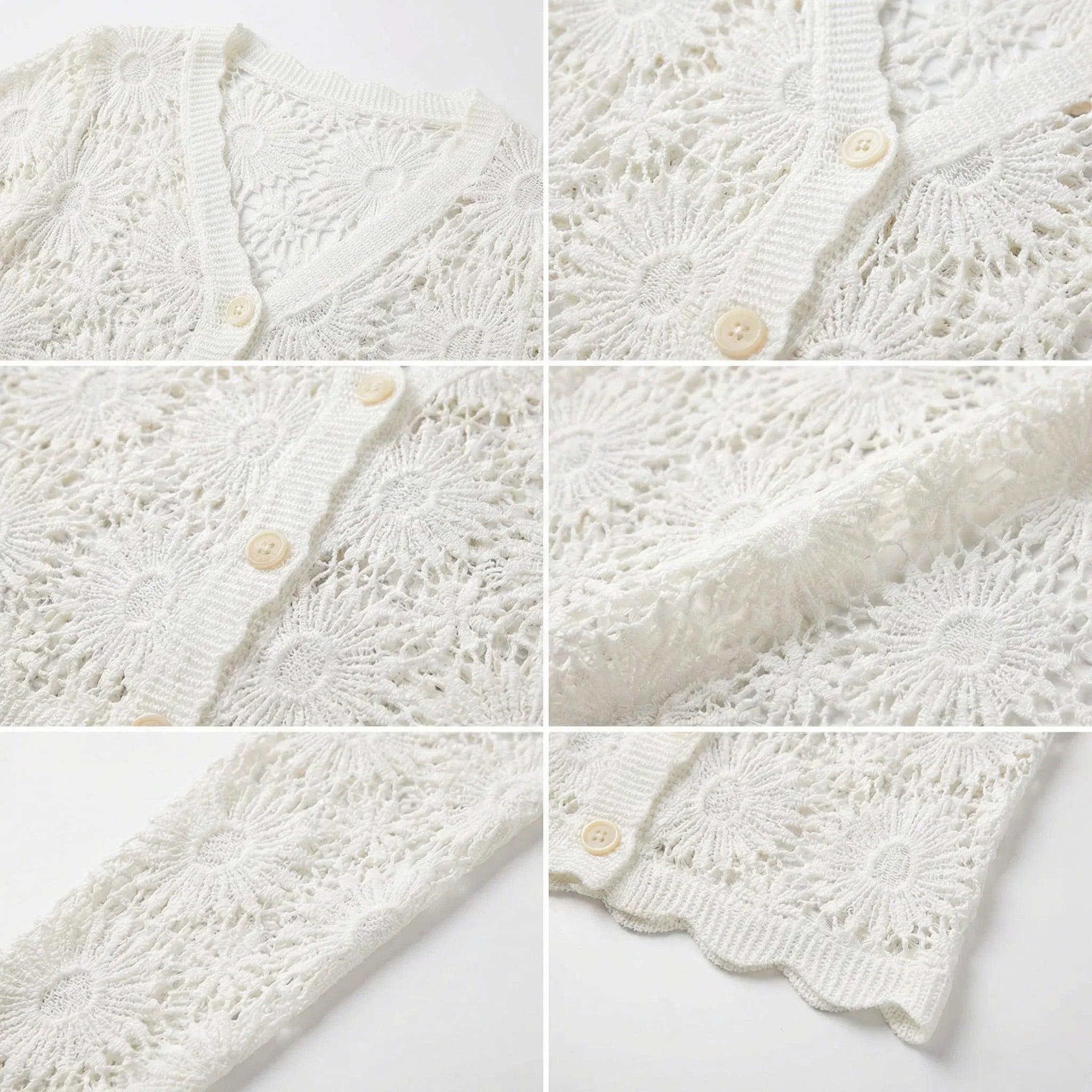 Charlotte™ Strickjacke aus floralem Häkelmuster mit veredeltem, handwerklichem Finish
