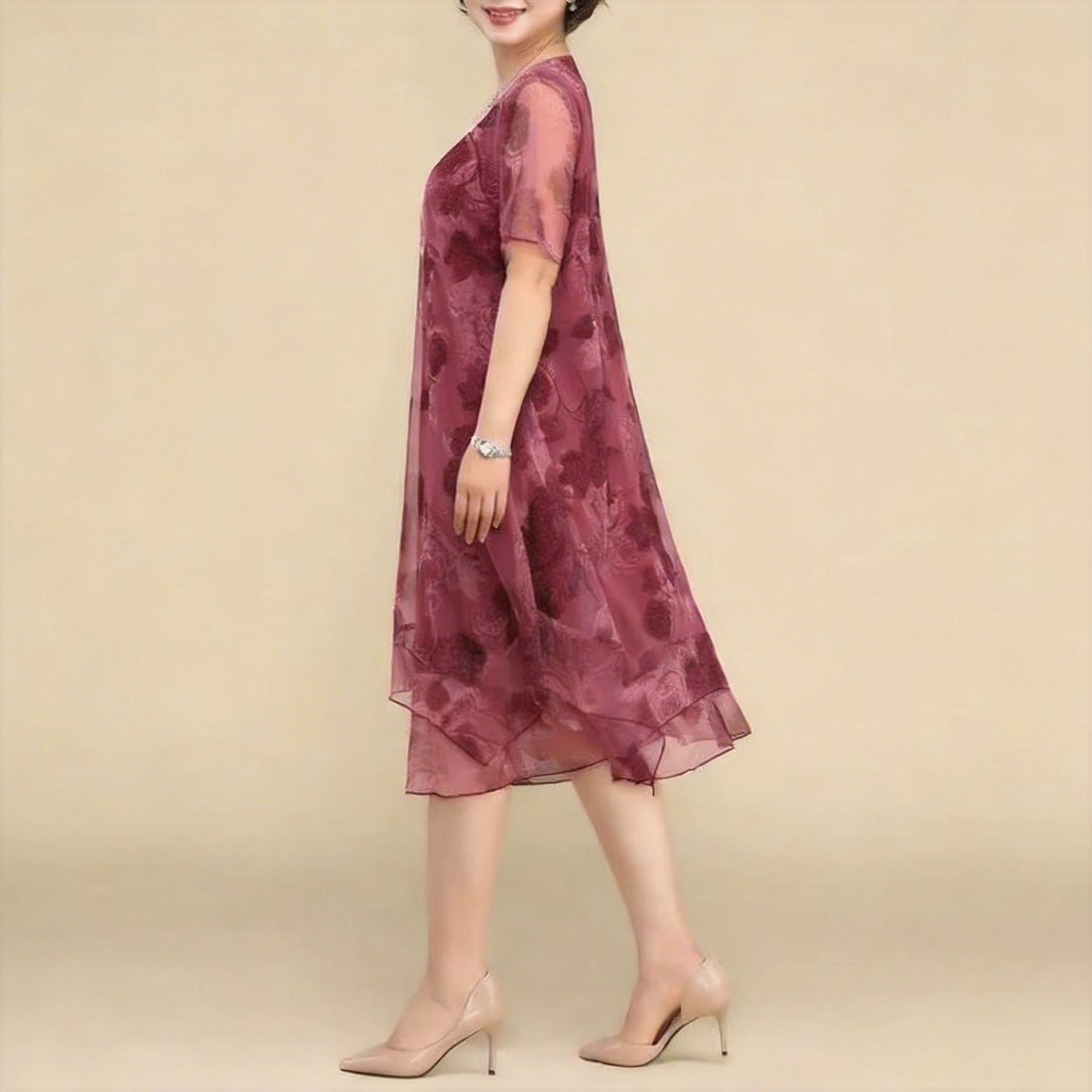 Nice™ Blumenkleid aus Premium-Chiffon mit Doppellage und asymmetrischem Saum