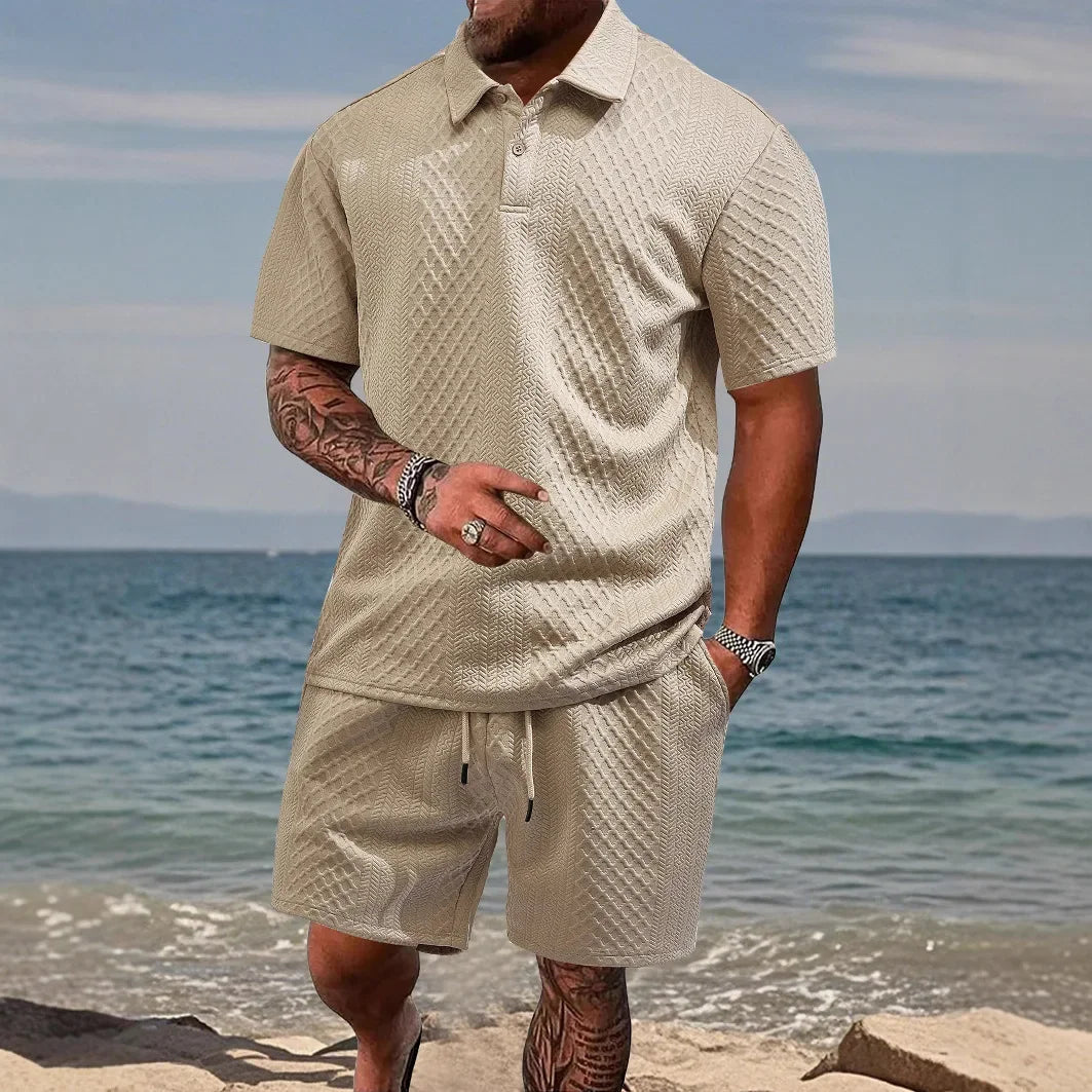 Cristiano™ Set aus strukturierter Strickware mit festem Polokragen
