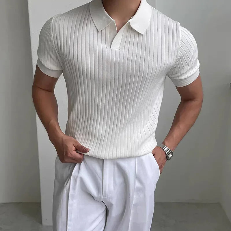 Da Vinci™ Polohemd Aus Leichtem Italienischem Stoff mit Minimalistischem Kragen / Komfortabel, Elegant Und Unübersehbar!