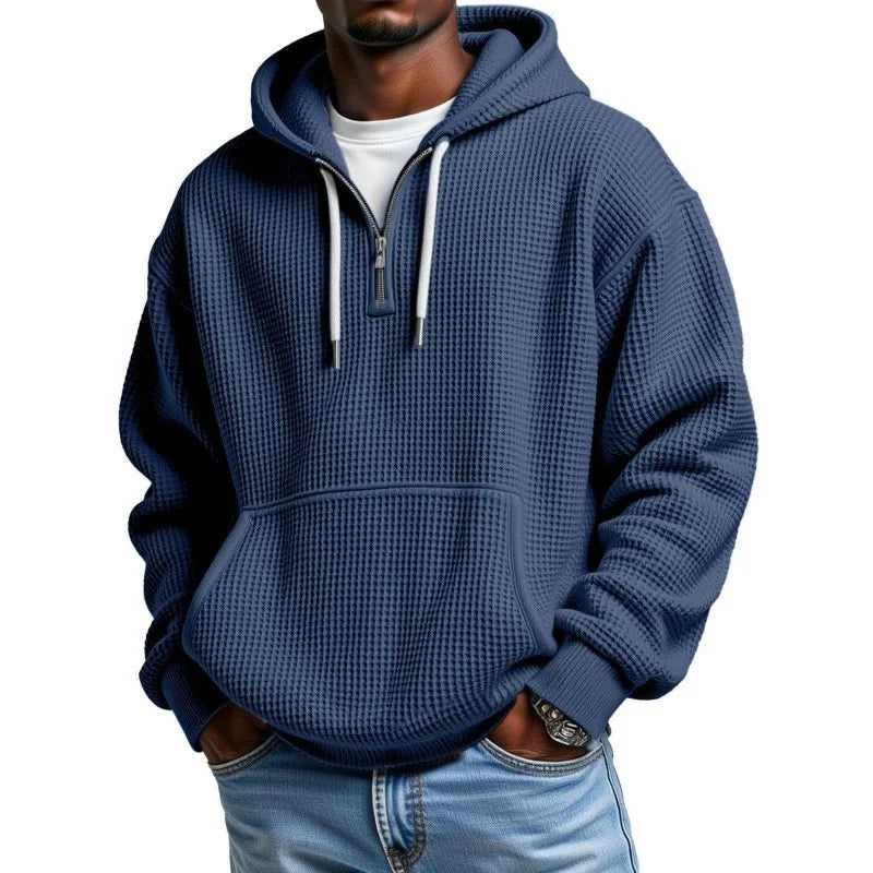 Hoodie Lennard™ mit feiner Waffelstruktur, Kapuze und Kängurutasche
