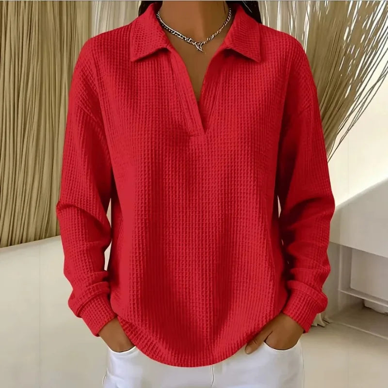 Luma™ Bluse mit Strukturierter Oberfläche, Klassischem Kragen und Weitem Schnitt