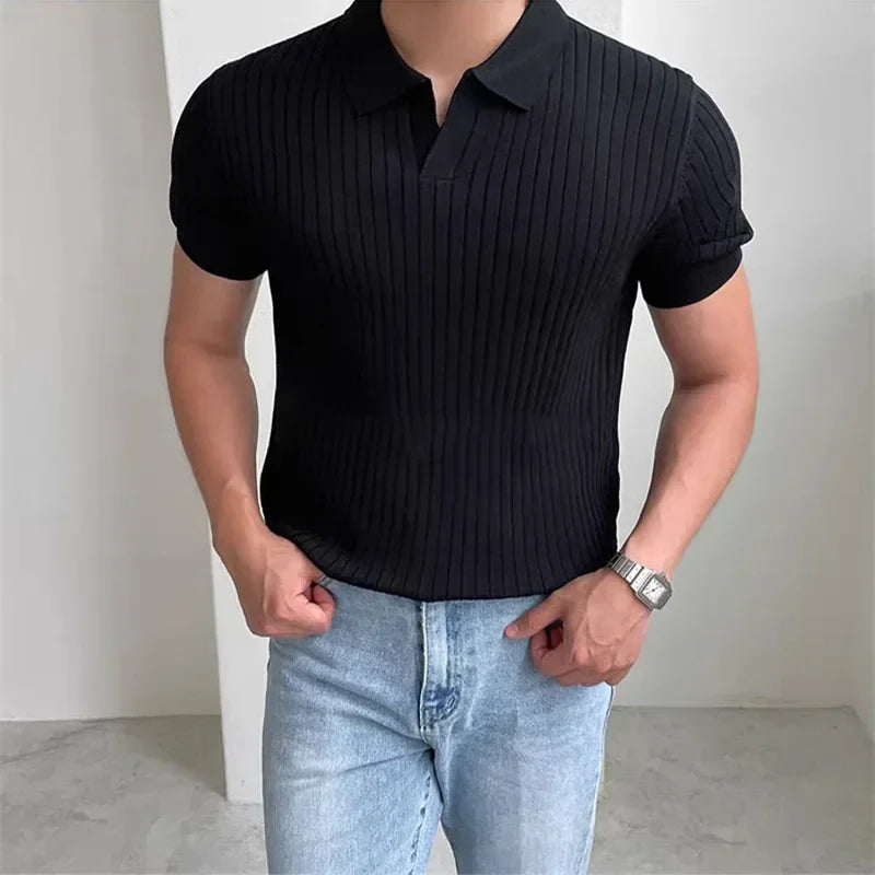 Da Vinci™ Polohemd Aus Leichtem Italienischem Stoff mit Minimalistischem Kragen / Komfortabel, Elegant Und Unübersehbar!