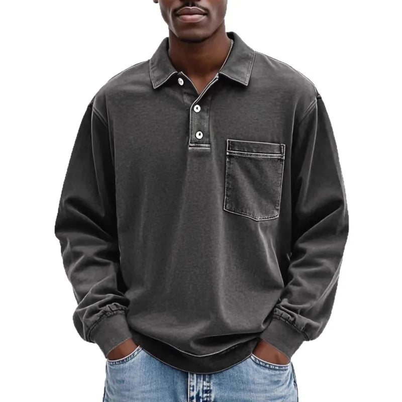 Jasper™ Poloshirt mit langen Ärmeln und Brusttasche