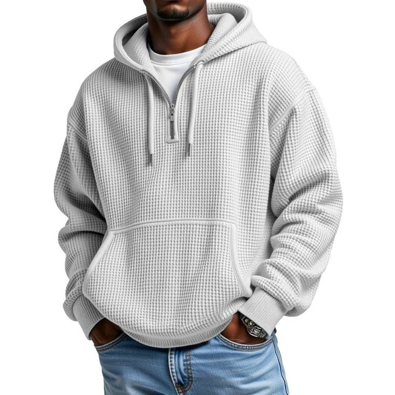 Hoodie Lennard™ mit feiner Waffelstruktur, Kapuze und Kängurutasche
