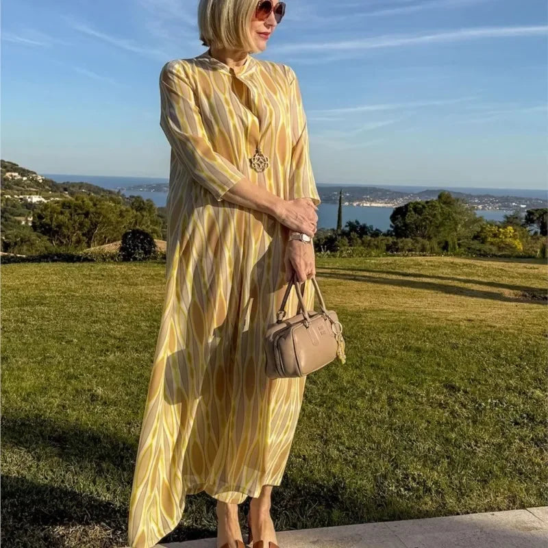 Soleil Class™-Kleid aus Hochwertiger Viskose mit Mediterranem Print