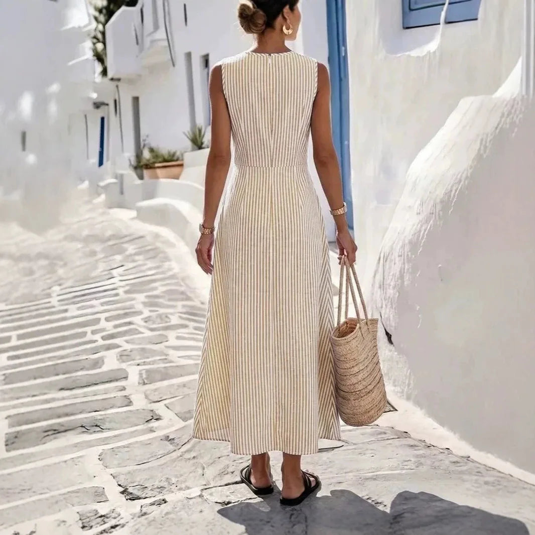 Kleid Alessine™ mit Vertikalen Streifen und Wickeldetail an der Taille