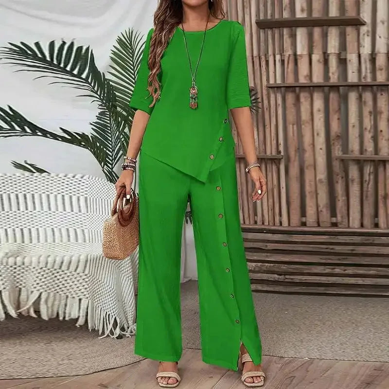 Celinor™ Set Mit Fließender Bluse und Marlenehose