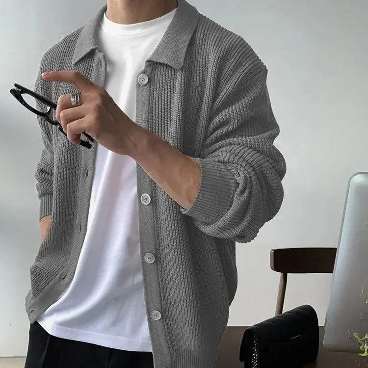 Preston™ Strickjacke aus hochwertigem Trikot mit strukturiertem Kragen / Die neue Ikone des eleganten Herrenstils!