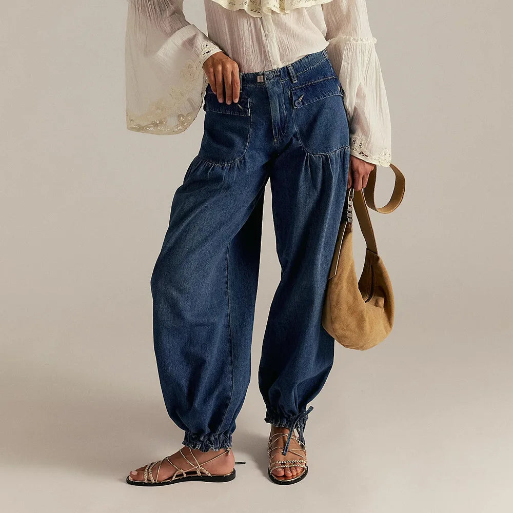 Ballon-Jeans Maristela™ mit Gerafften Einsätzen und Verstellbarem Bindeband am Saum