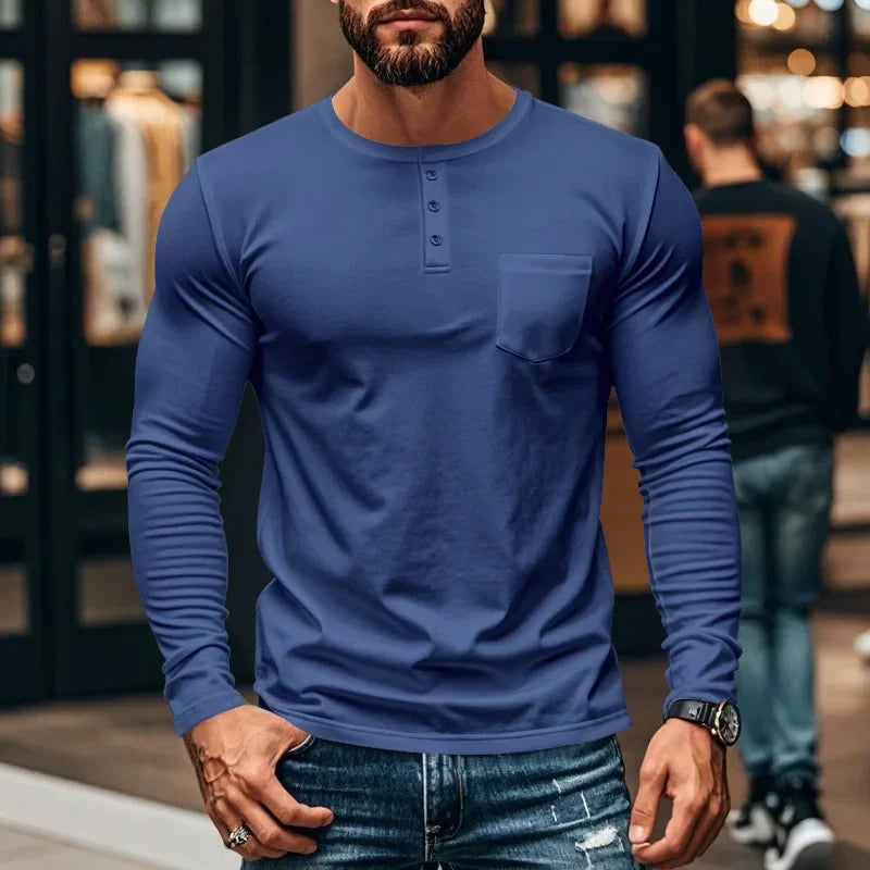 Northline™ Langarmshirt Mit Henley-Kragen und Figurbetonter Passform