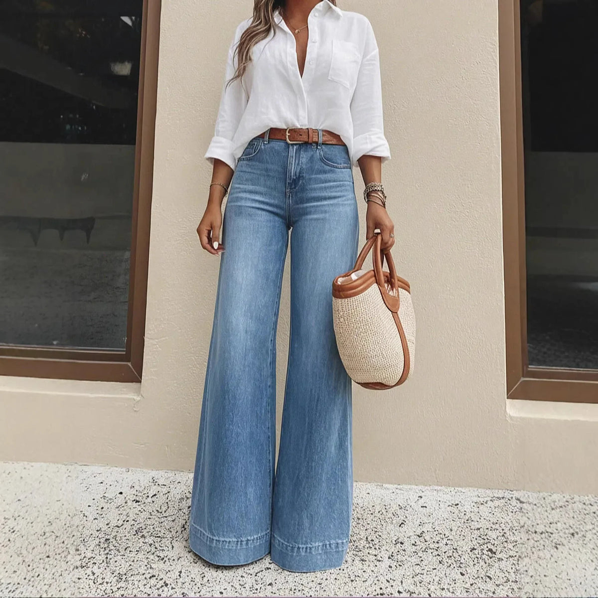 Valenza™ High-Waist Jeans mit Weitem Palazzo-Schnitt