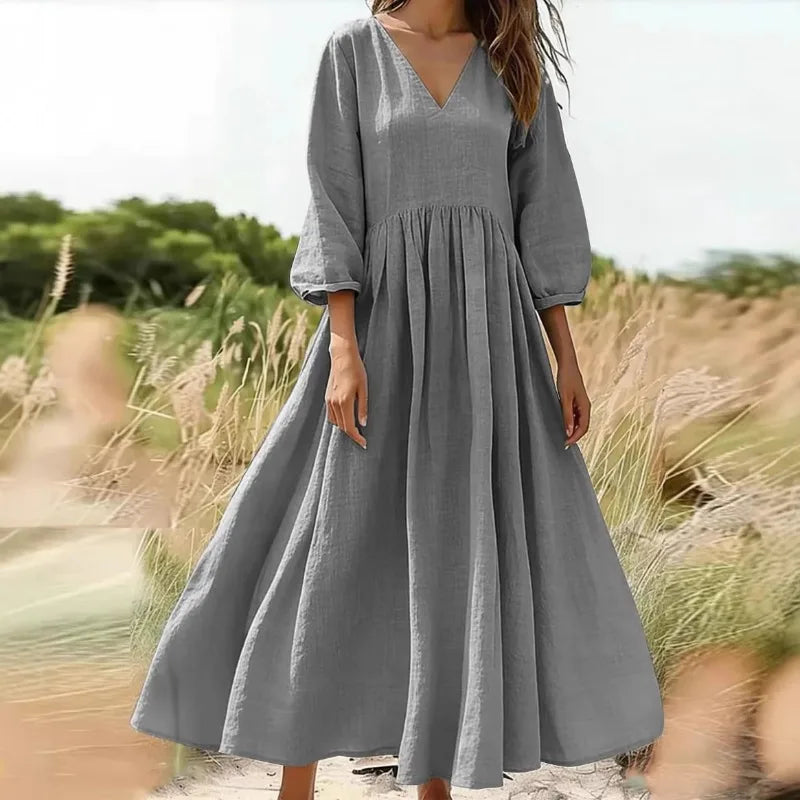 Maxikleid Arietta™ mit V-Ausschnitt, Hoher Taille und Weit Schwingendem Rock
