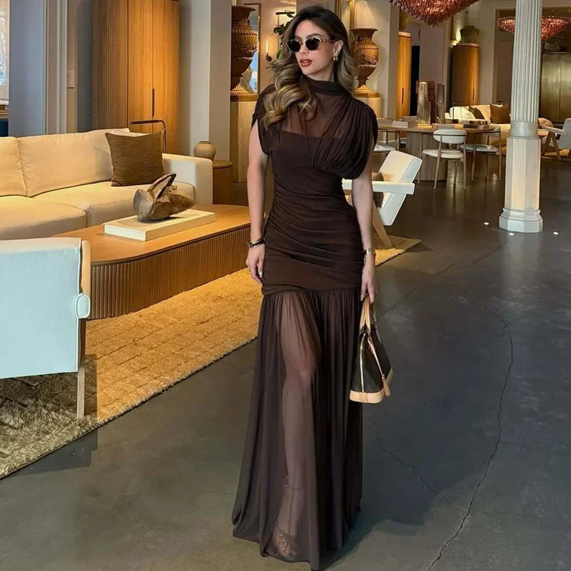 Elixire™-Kleid mit Durchscheinendem Tüll und Raffinierten Falten