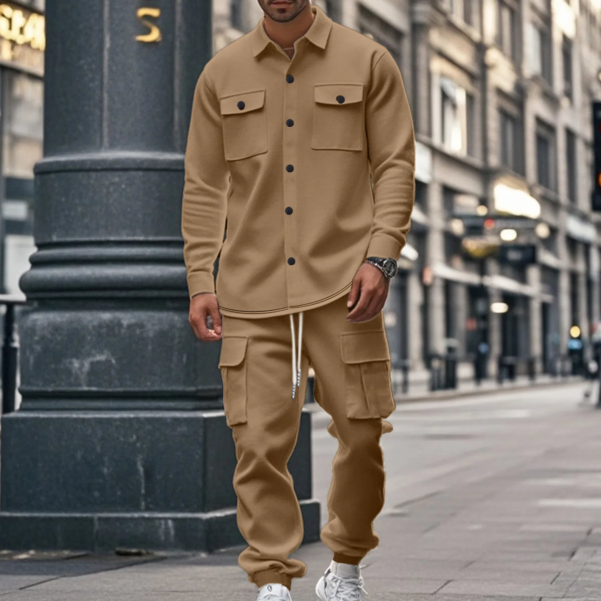 Set Henning™ aus Sweatstoff mit Langarmhemd und Cargo-Hose