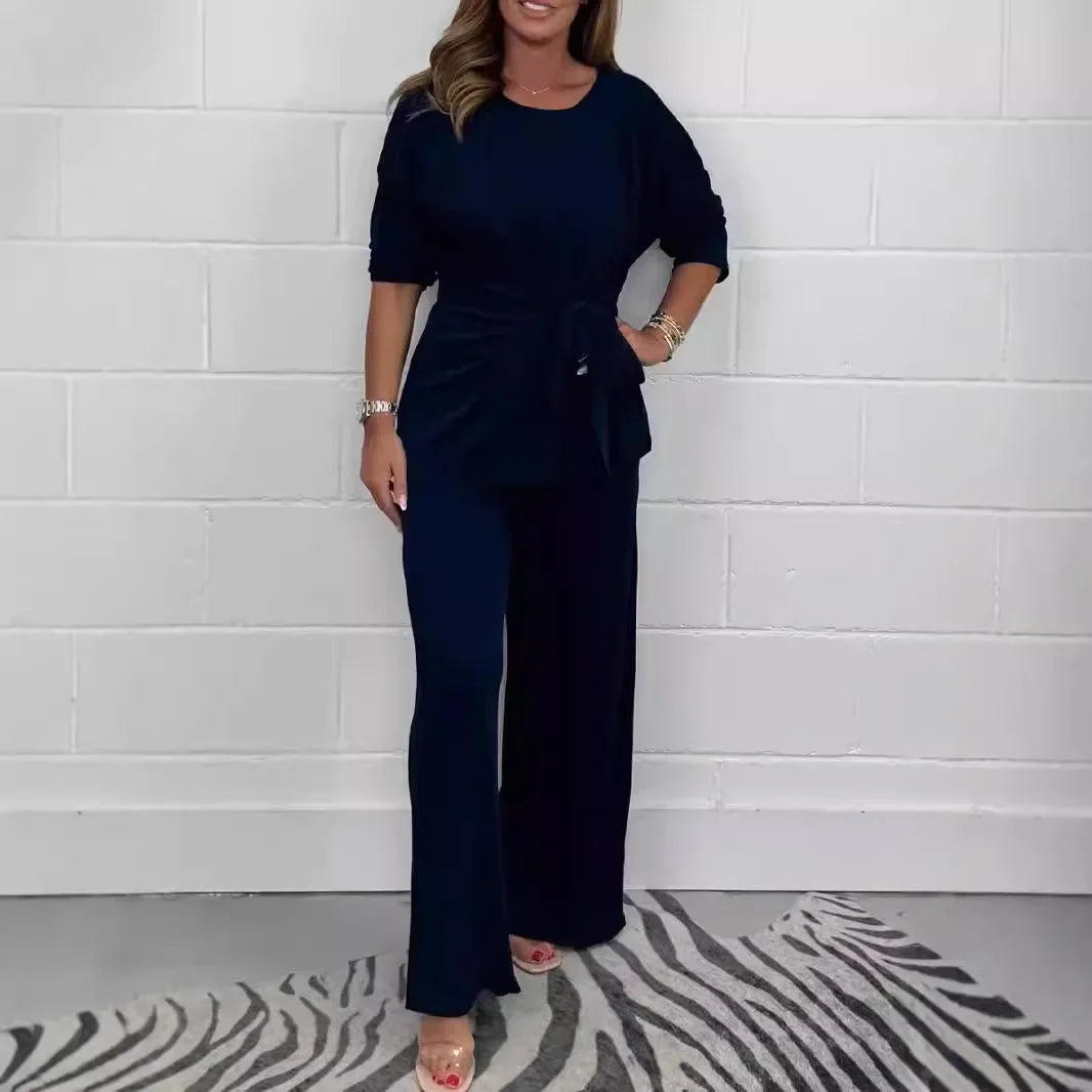 Aurelle™ Premium-Strickset mit Bluse mit Frontschnürung und fließender Hose / Das Wildcard-Teil der modernen Garderobe!