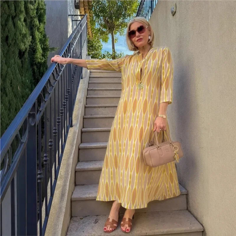 Soleil Class™-Kleid aus Hochwertiger Viskose mit Mediterranem Print