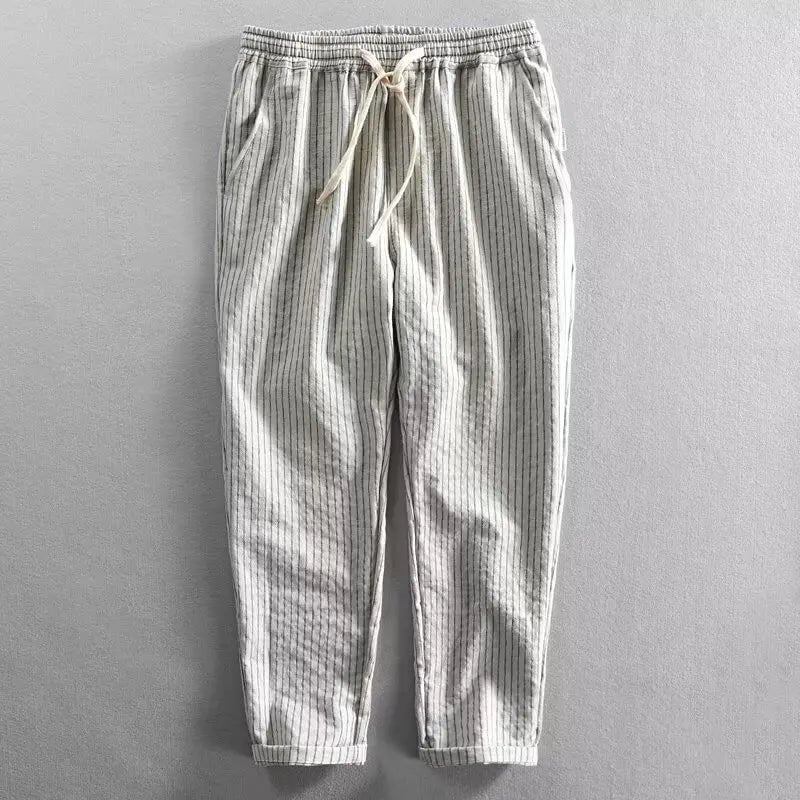 Lorenz™ Hose aus Baumwoll-Leinen mit Eleganten Streifen