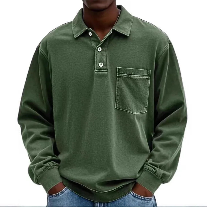 Jasper™ Poloshirt mit langen Ärmeln und Brusttasche