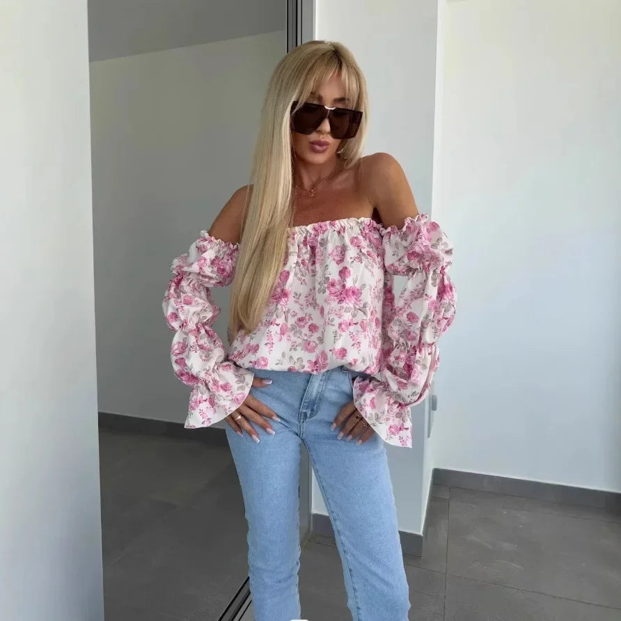 Florenze™ Bluse mit schulterfreiem Design und eleganter Blumenoptik