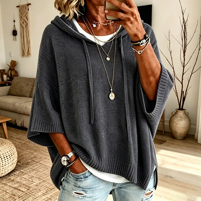 Strickpullover Jonna™ mit Kapuze, weitem Schnitt und weiten Ärmeln