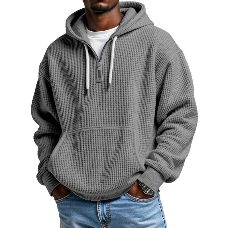 Hoodie Lennard™ mit feiner Waffelstruktur, Kapuze und Kängurutasche