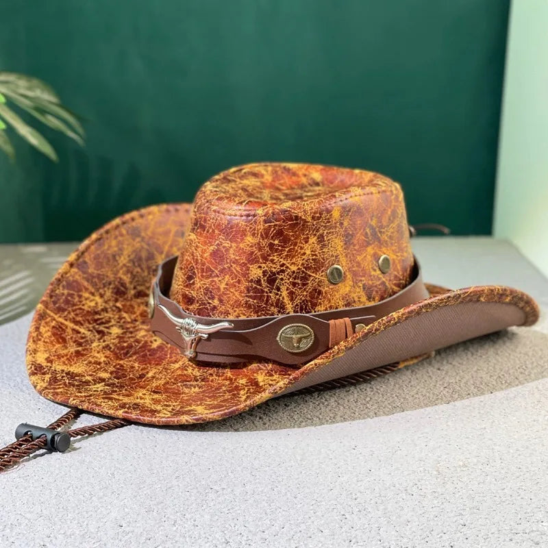 KAUFE 1, ERHALTE 2 GRATIS - Dakota™ Westernhut aus Premium-Leder mit rustikalem Finish und Metalldetails alemanha
