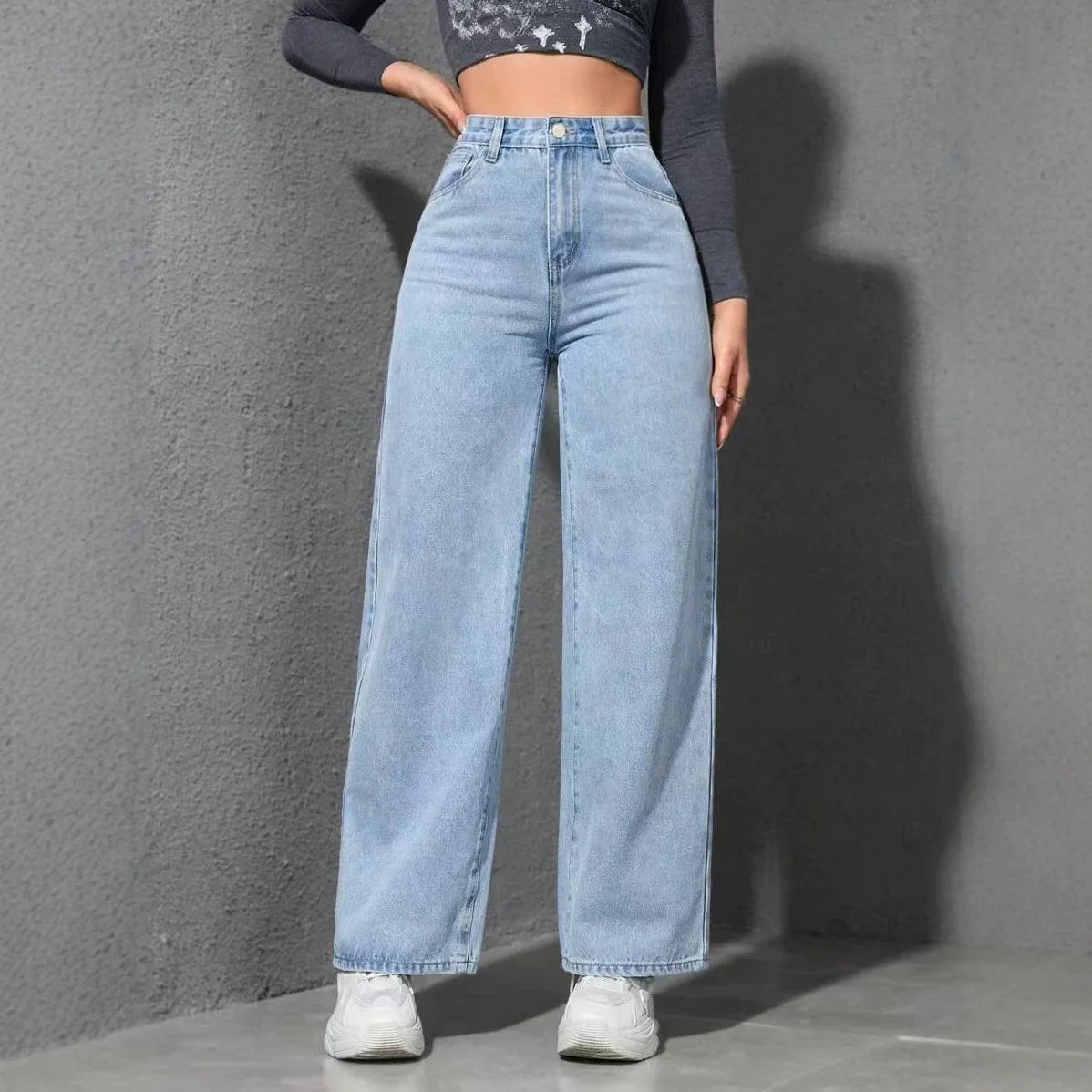 Jeans Finja™ mit hoher Taille, geradem Schnitt und weitem Bein