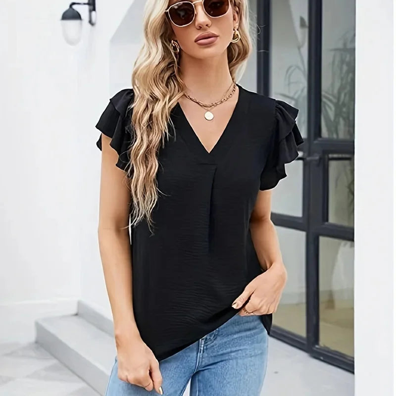 Pauline™ Bluse mit gestuften Ärmeln und Frontfalte