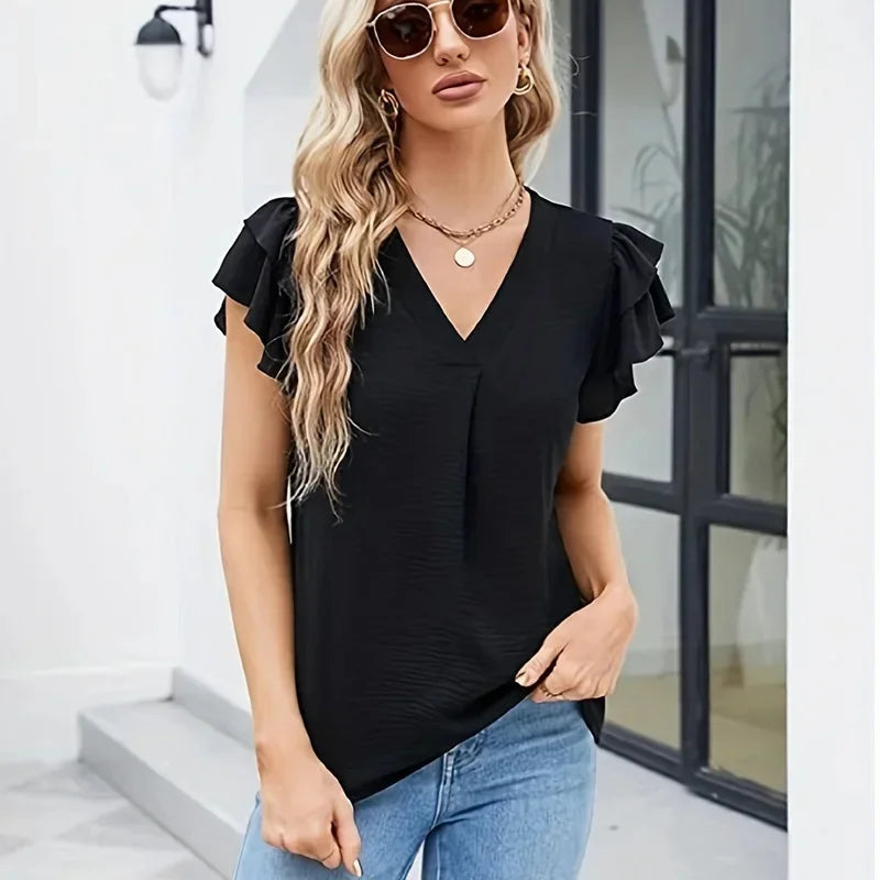 Pauline™ Bluse mit gestuften Ärmeln und Frontfalte