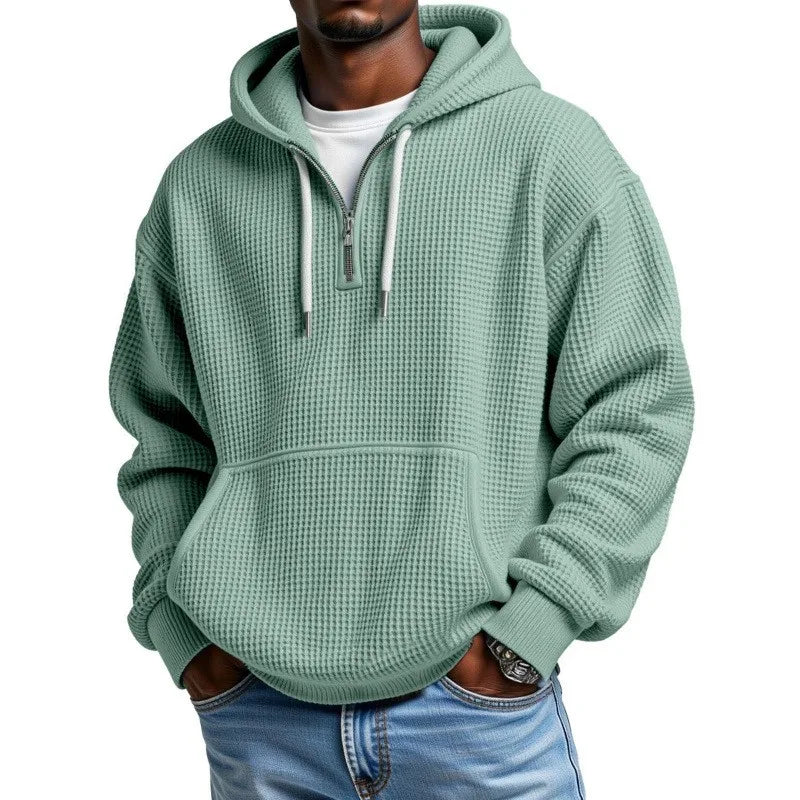 Hoodie Lennard™ mit feiner Waffelstruktur, Kapuze und Kängurutasche