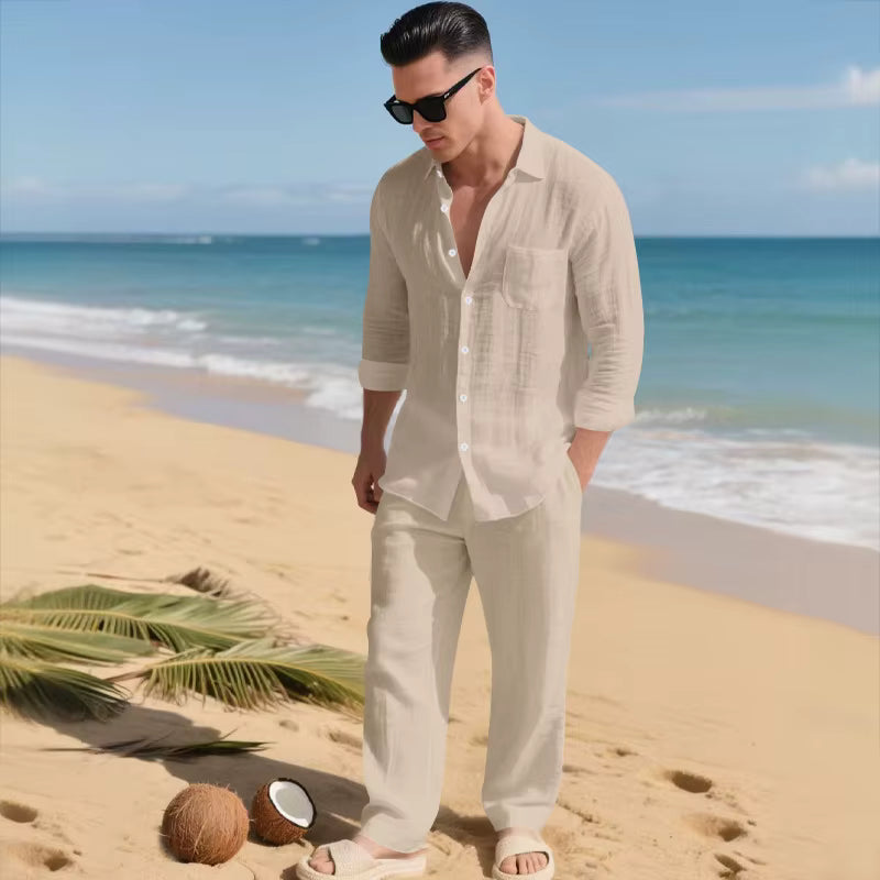 Malibu-Set™ aus Baumwoll-Leinen mit Raffiniertem Design