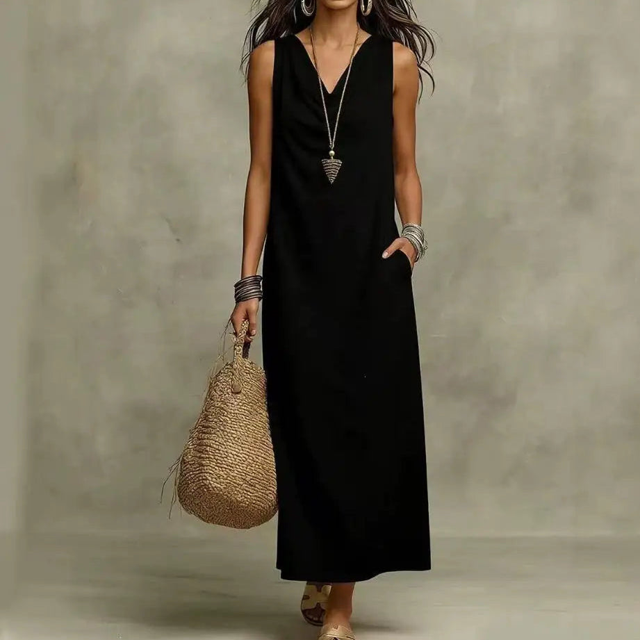 Merle™ Maxikleid mit drapiertem Ausschnitt und Seitentaschen
