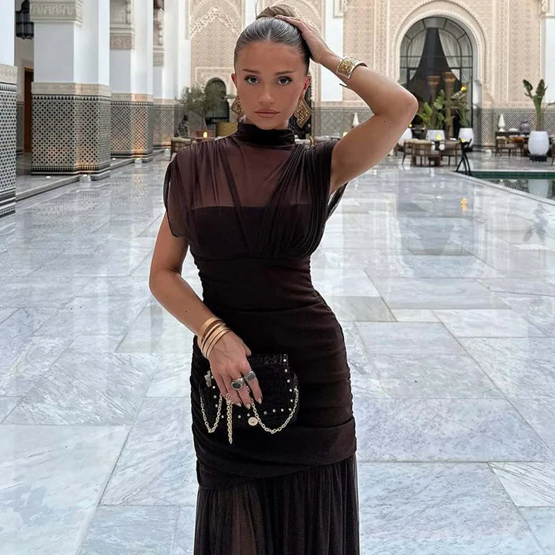 Elixire™-Kleid mit Durchscheinendem Tüll und Raffinierten Falten