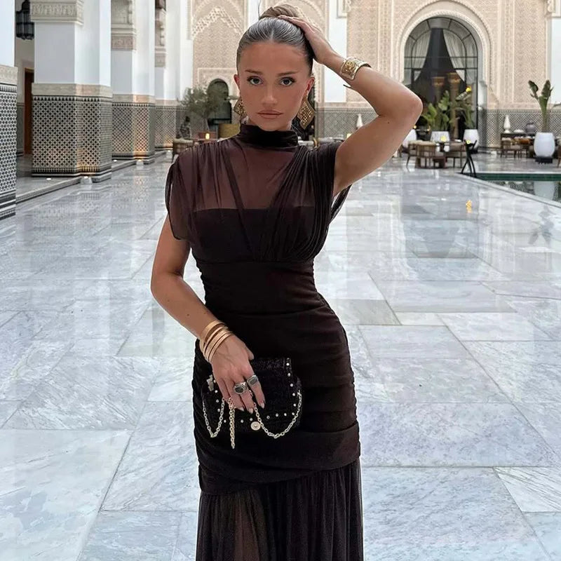 Elixire™-Kleid mit Durchscheinendem Tüll und Raffinierten Falten