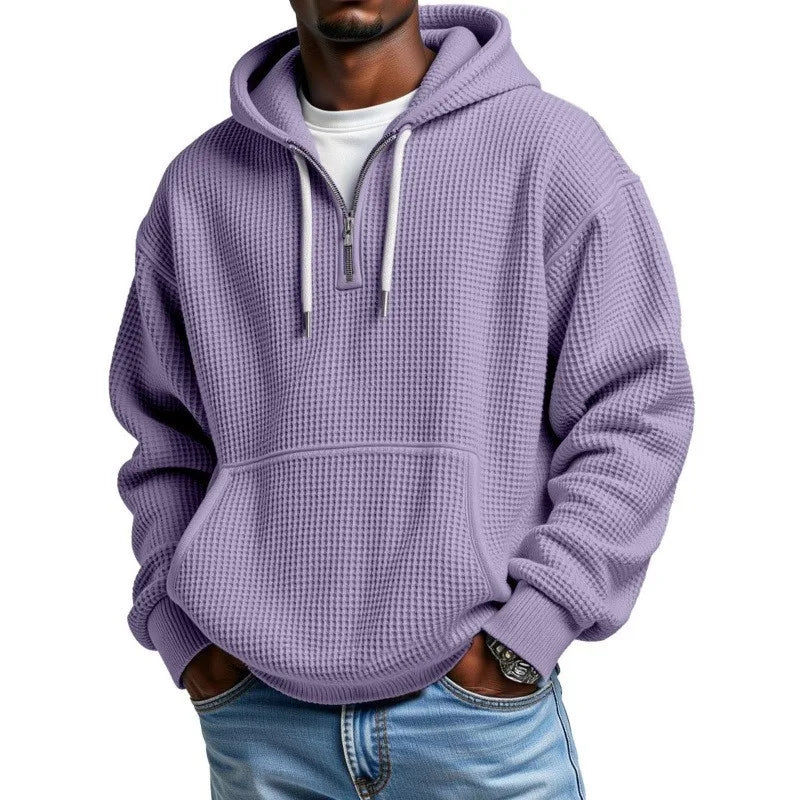 Hoodie Lennard™ mit feiner Waffelstruktur, Kapuze und Kängurutasche