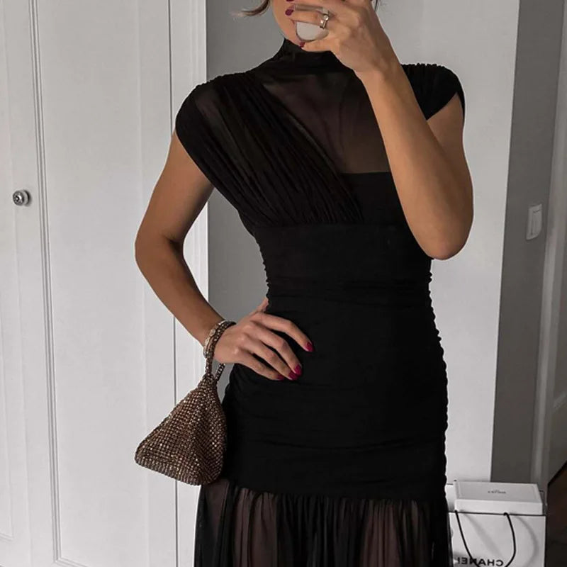 Elixire™-Kleid mit Durchscheinendem Tüll und Raffinierten Falten