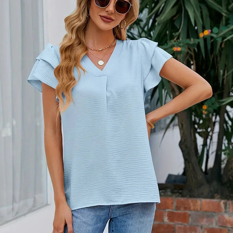 Pauline™ Bluse mit gestuften Ärmeln und Frontfalte