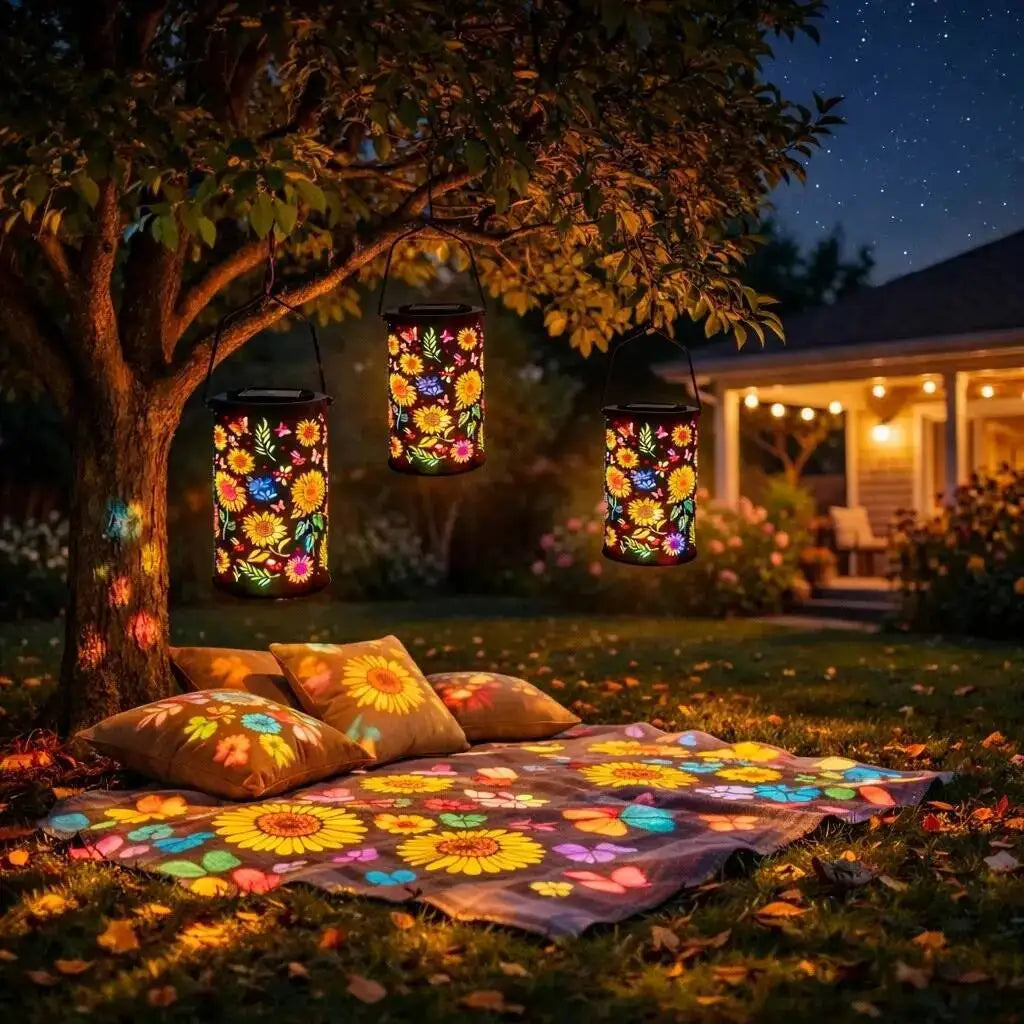 Sonnenschein™ Solar-Laterne mit Blumenprojektion und Wasserbeständigkeit