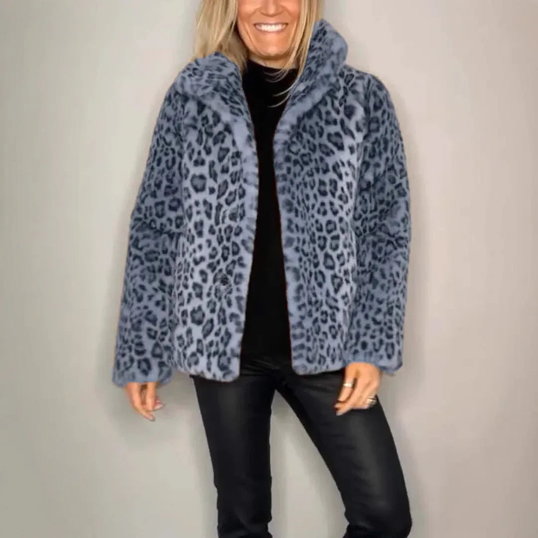 Panther Luxe™ Mantel aus Plüschfell mit Wildtierprint / Die kühne Seite Femininer Eleganz!