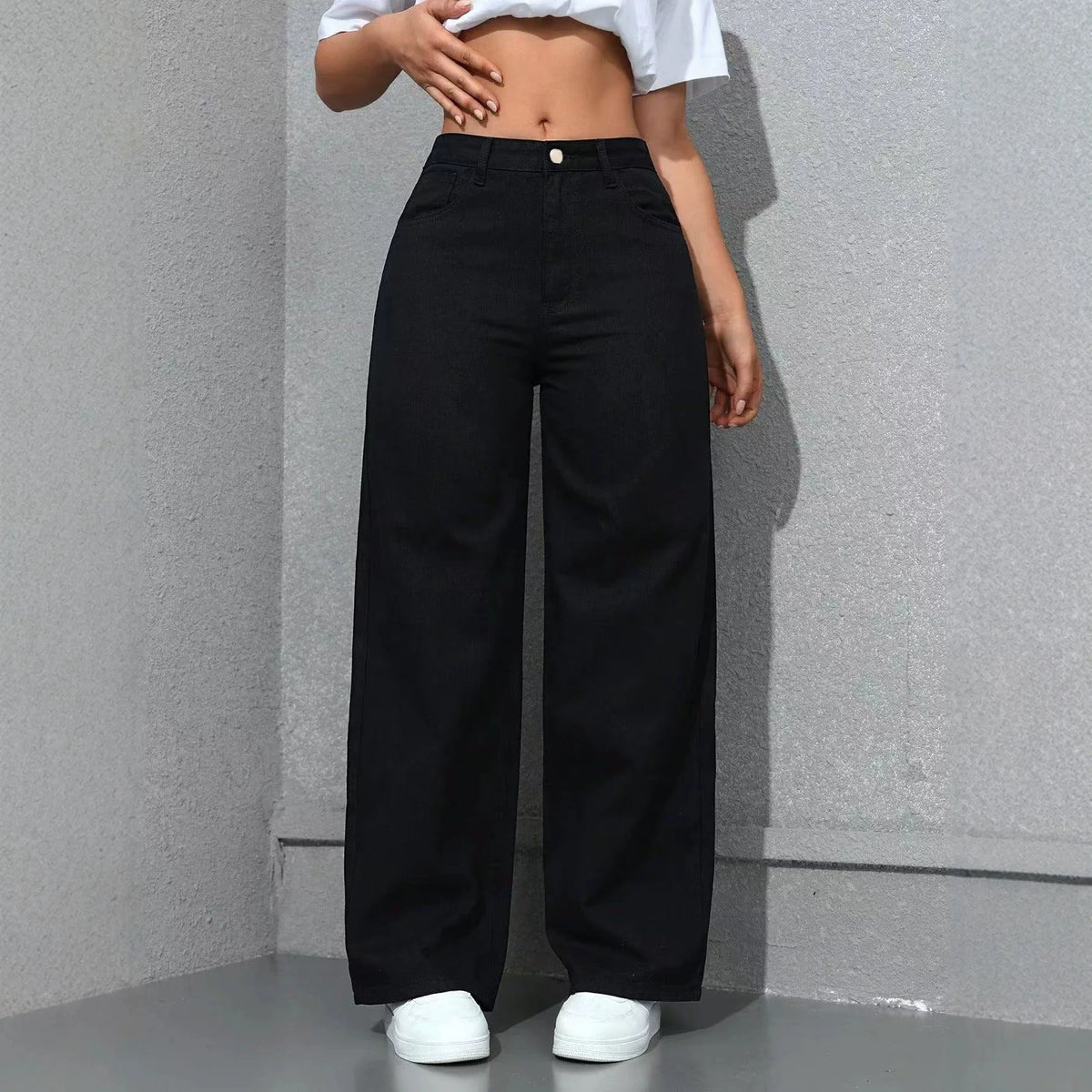 Jeans Finja™ mit hoher Taille, geradem Schnitt und weitem Bein