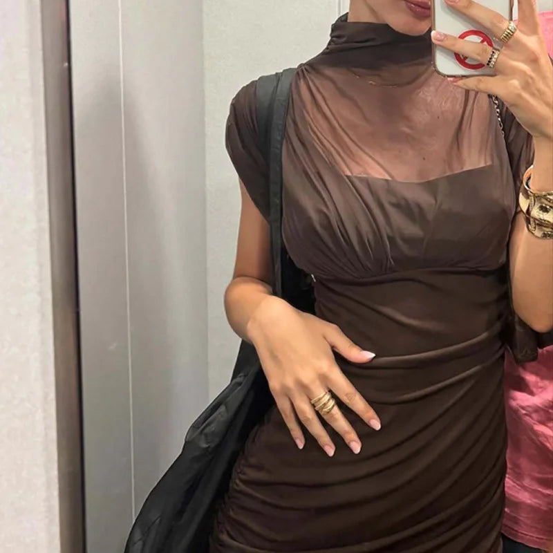 Elixire™-Kleid mit Durchscheinendem Tüll und Raffinierten Falten