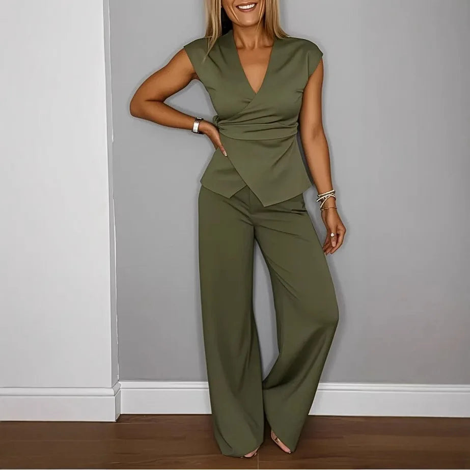 Valerisse™ Set mit Überkreuzter Bluse und Palazzo-Hose