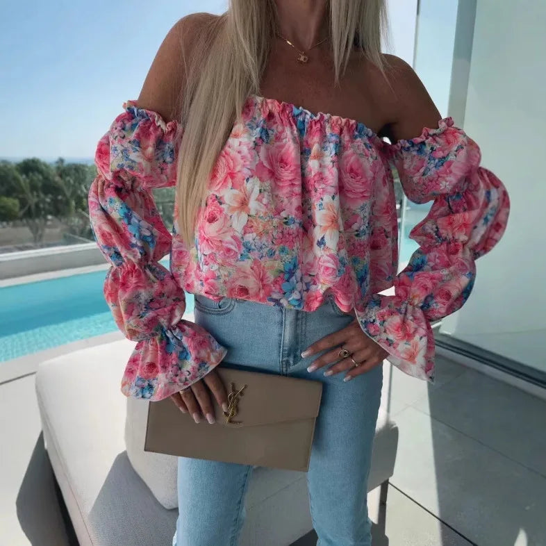 Florenze™ Bluse mit schulterfreiem Design und eleganter Blumenoptik