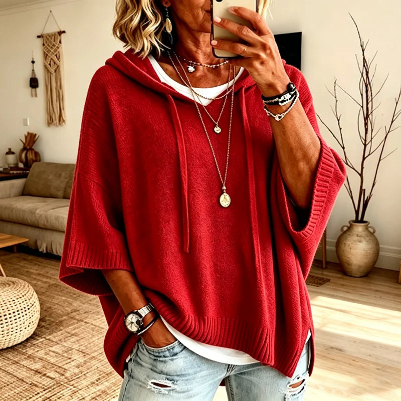 Strickpullover Jonna™ mit Kapuze, weitem Schnitt und weiten Ärmeln