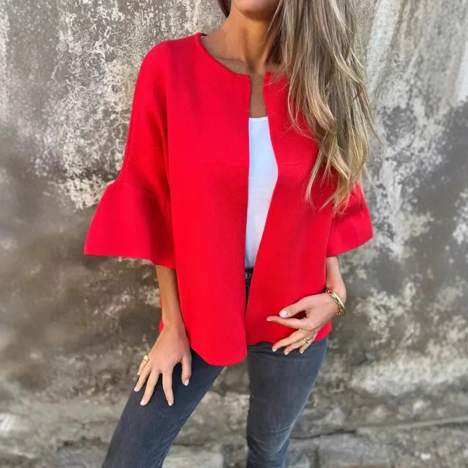 LineaLuxe™ - Strickjacke aus Festem Strick mit Voluminösen Ärmeln und Minimalistischem Schnitt / Zeitlose Eleganz mit Viel Leichtigkeit!