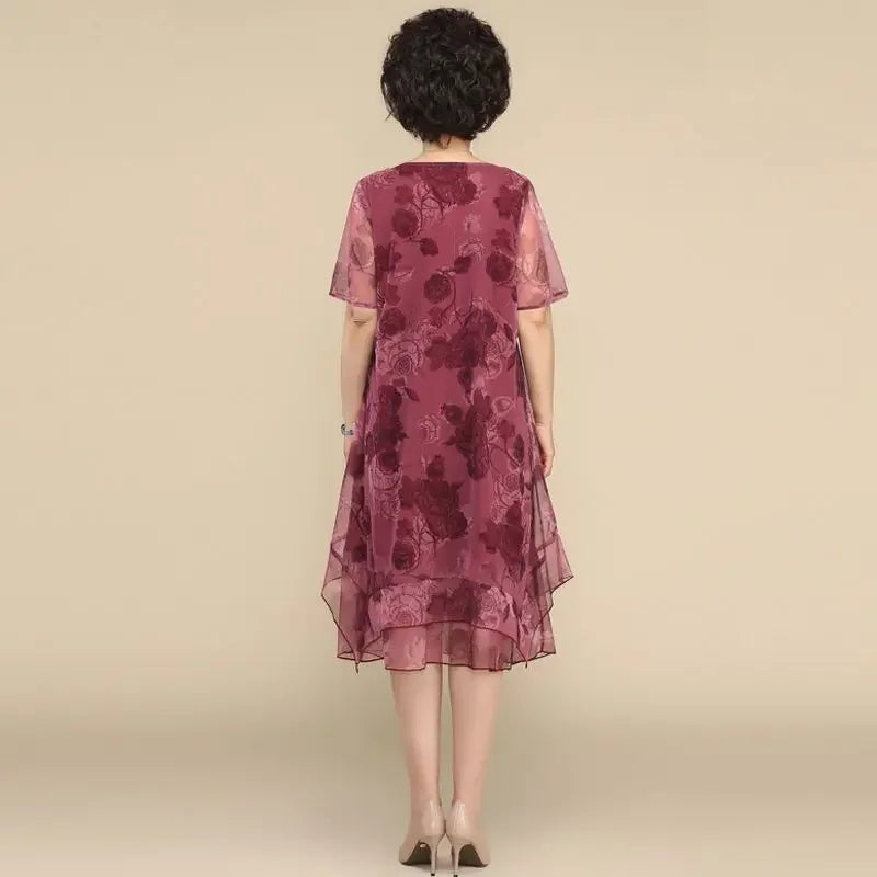 Nice™ Blumenkleid aus Premium-Chiffon mit Doppellage und asymmetrischem Saum