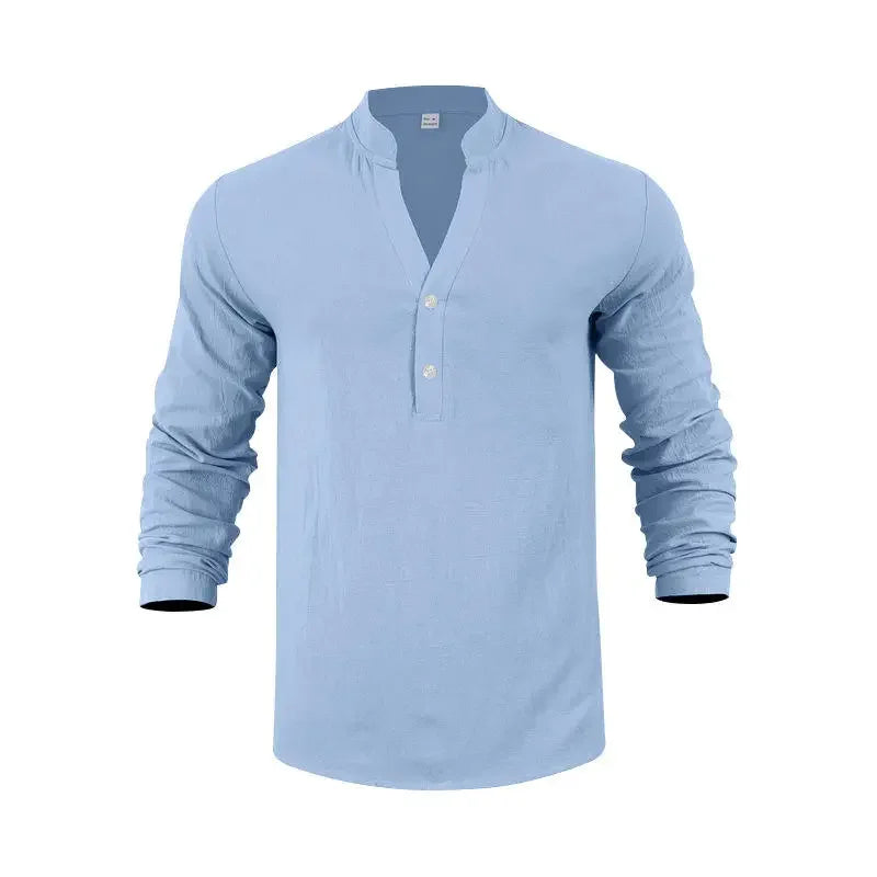 Orvian™ Hemd aus Premium-Leinen mit Minimalistischem Henley-Kragen