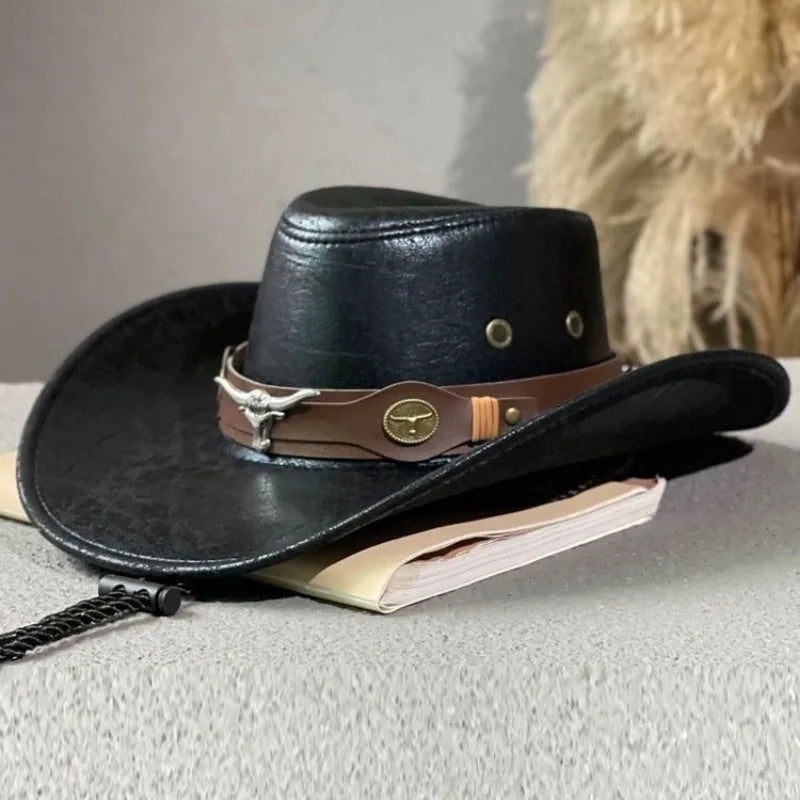 KAUFE 1, ERHALTE 2 GRATIS - Dakota™ Westernhut aus Premium-Leder mit rustikalem Finish und Metalldetails alemanha